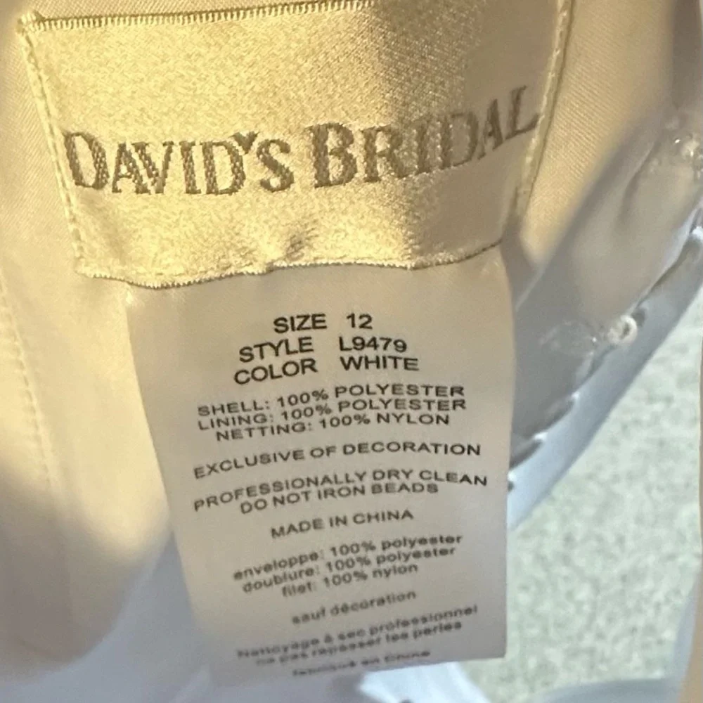 David's Bridal White Ruched Tiered Gown - Picture 3 of 8